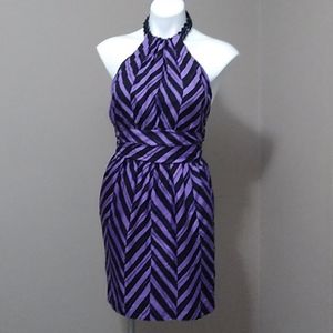 Milly Bergdorf purple/black stripe halter dress size 0